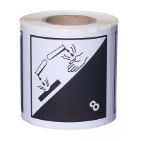 Знаки опасности № 8 в рулоне для упаковок и транспортных пакетов