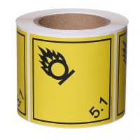 Знаки опасности № 5.1 в рулоне для упаковок и транспортных пакетов