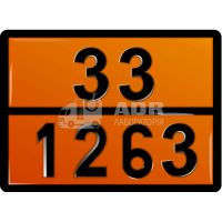 Табличка оранжевого цвета 33 1263  для перевозки растворителей и краски