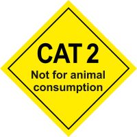 Наклейка CAT 2 Not for animal consumption на английском языке (КАТ 2 \
